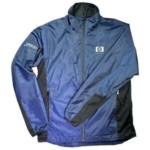 Clique HP Jacket Mens Medium‎ Full Zip Windbreaker Mock Neck Blue Rain Work Play